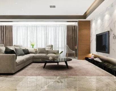Natural Bourton Oak and Marble Effect Wide TV