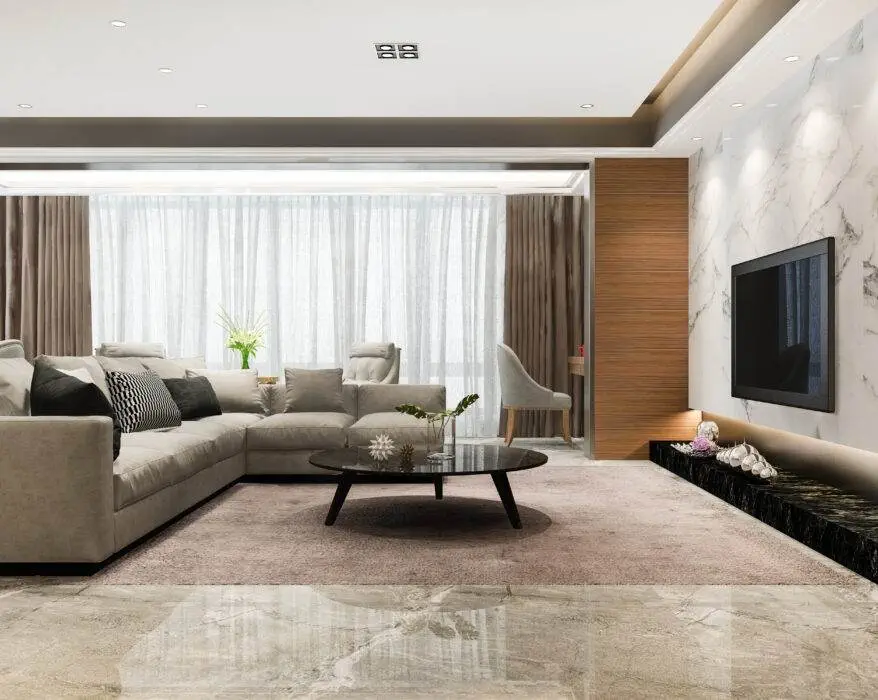 Natural Bourton Oak and Marble Effect Wide TV